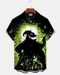 Halloween Ghost Skull Pumpkin Print Men's Short-Sleeve Shirt