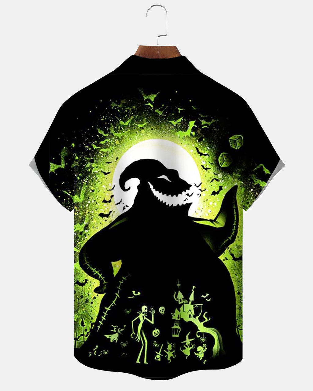 Halloween Ghost Skull Pumpkin Print Men's Short-Sleeve Shirt