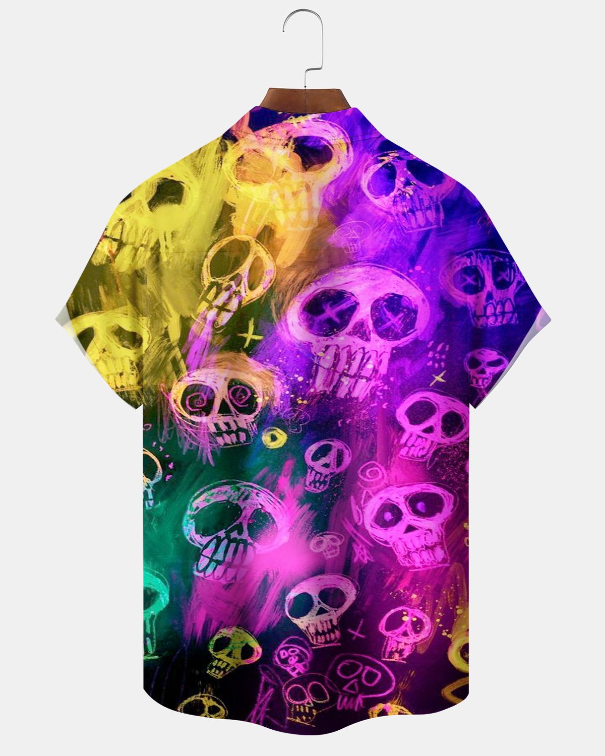Halloween Colorful Skull Print Men's Short-Sleeve Shirt