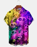 Halloween Colorful Skull Print Men's Short-Sleeve Shirt