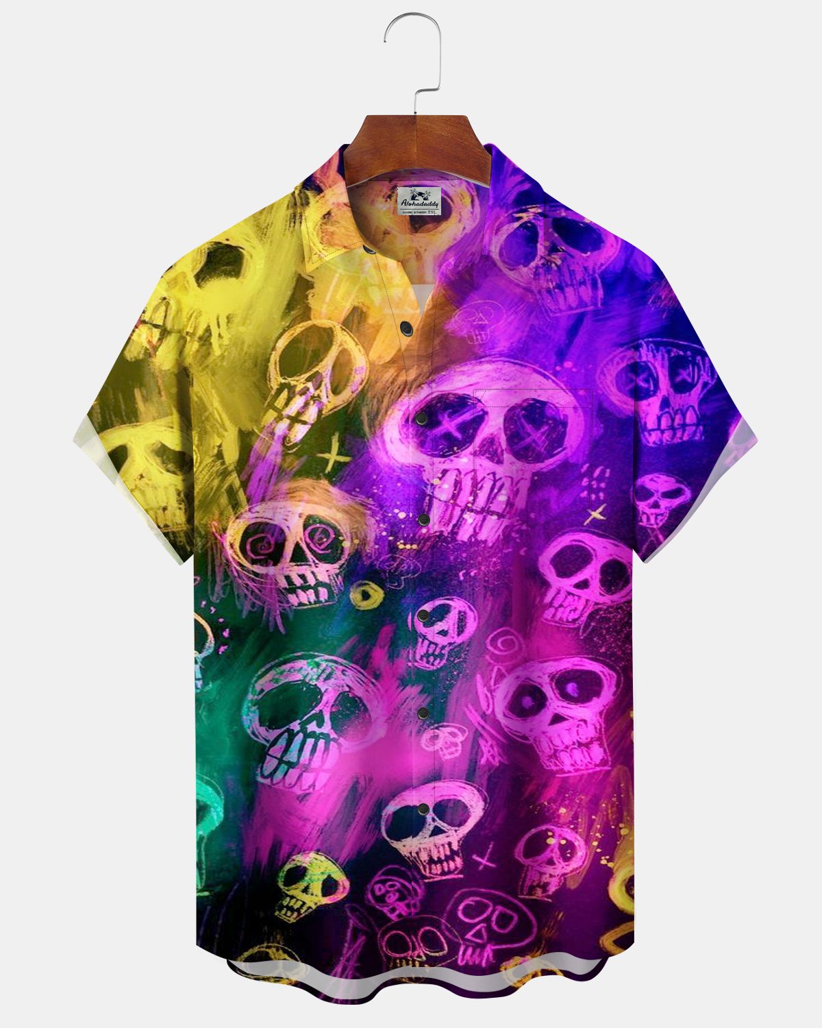 Halloween Colorful Skull Print Men's Short-Sleeve Shirt