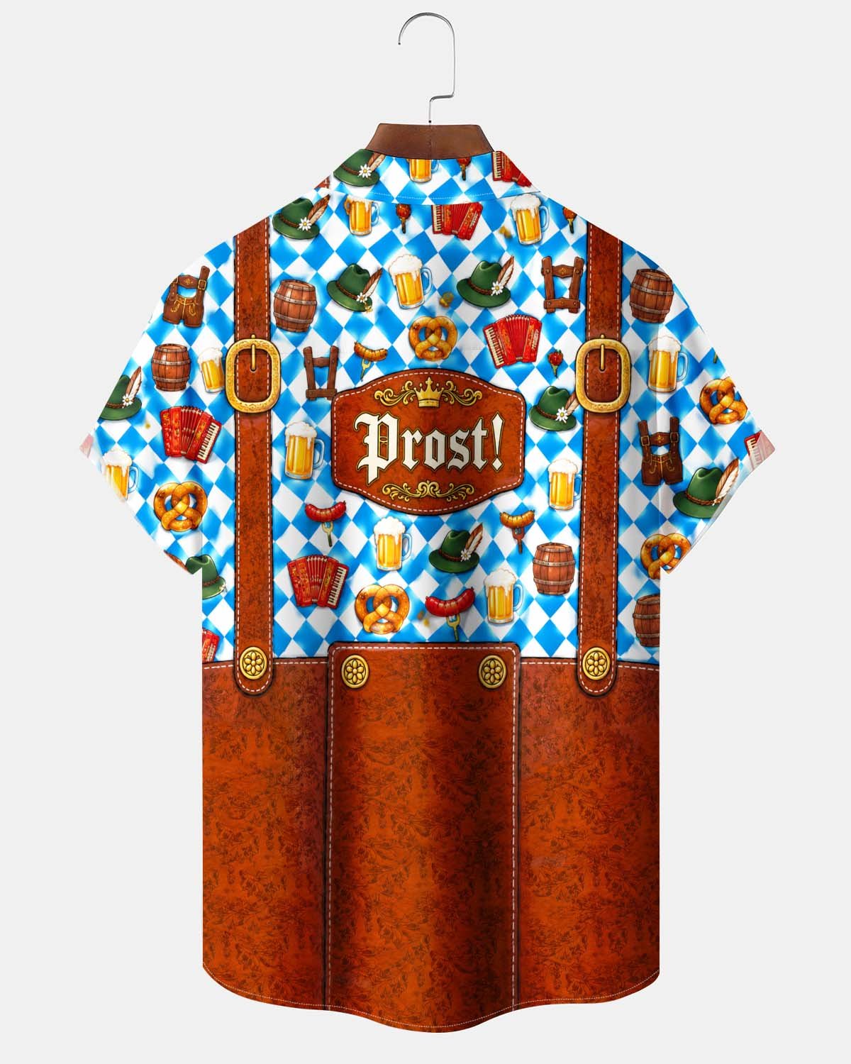 Holiday Halloween Graphic Print Button-Down Pocket Cardigan-Style Men's Short-Sleeve Shirt