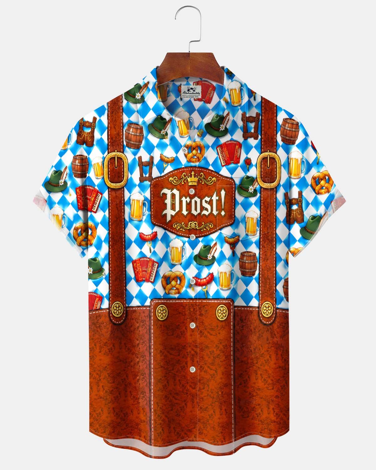 Holiday Halloween Graphic Print Button-Down Pocket Cardigan-Style Men's Short-Sleeve Shirt