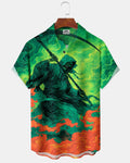 Halloween Grim Reaper Scythe Print Men's Short-Sleeve Shirt