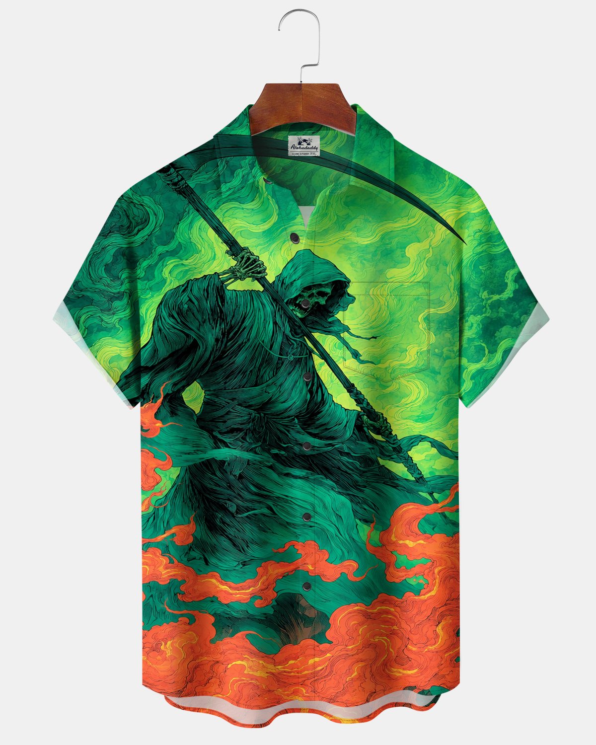 Halloween Grim Reaper Scythe Print Men's Short-Sleeve Shirt