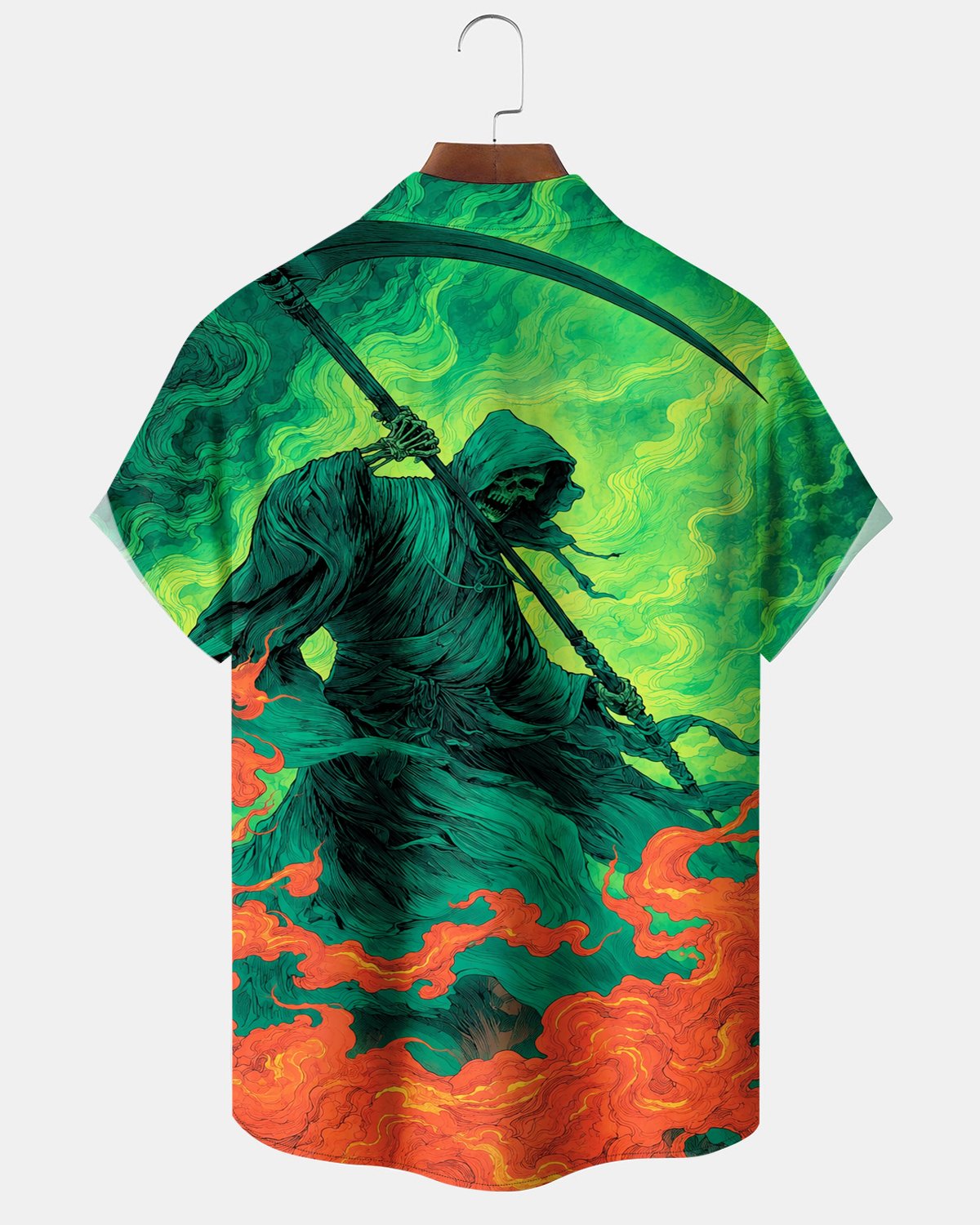 Halloween Grim Reaper Scythe Print Men's Short-Sleeve Shirt
