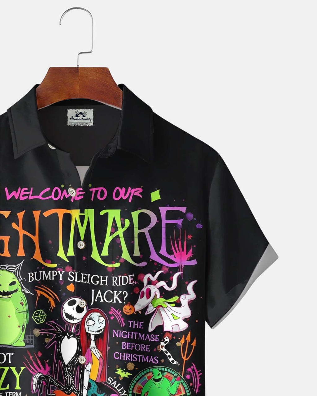Men's Short-Sleeve Button-Down Shirt  Vintage Halloween Graphic Print with Pocket