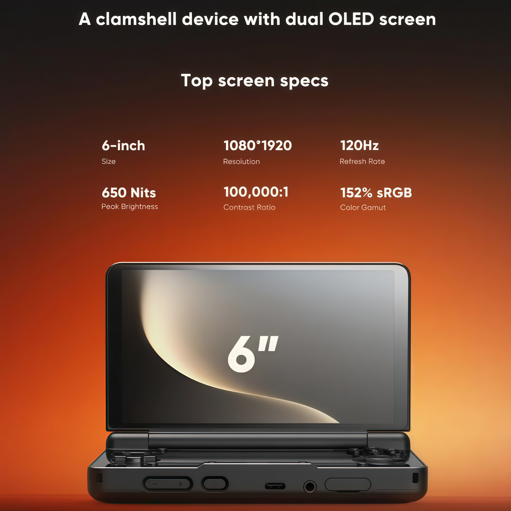 6 AMOLED Dual Screen Gaming Handheld