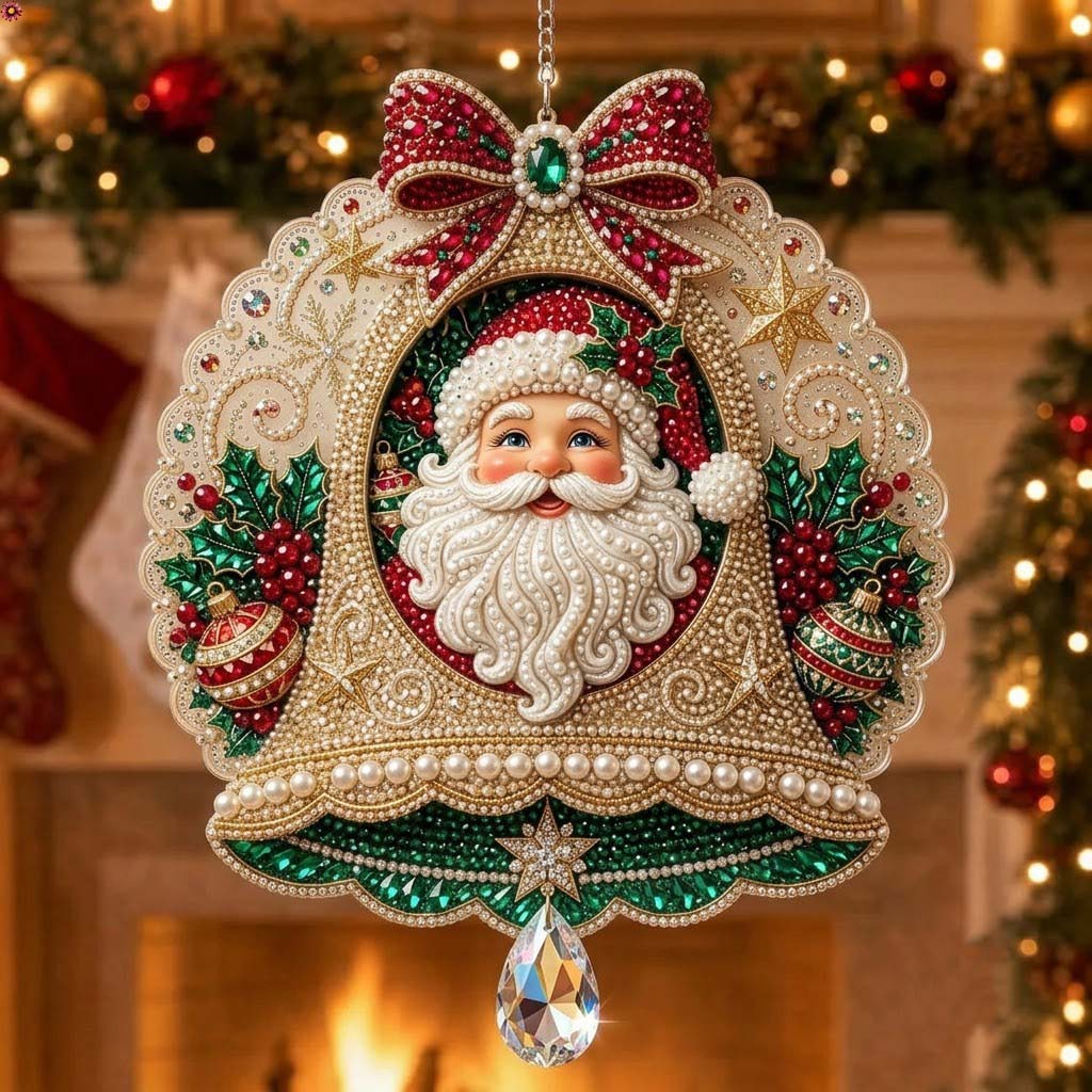 Sparkling Santa Treasures Christmas Mica Ornament