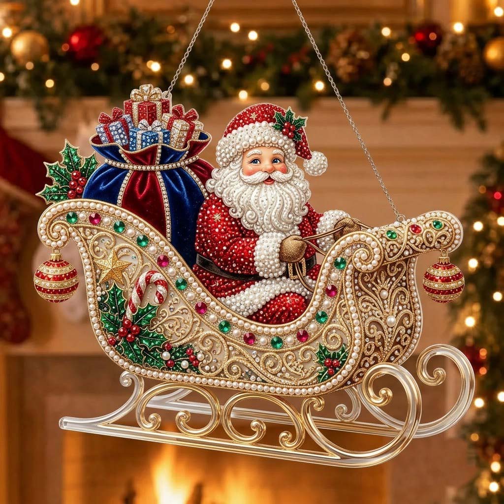 Sparkling Santa Treasures Christmas Mica Ornament