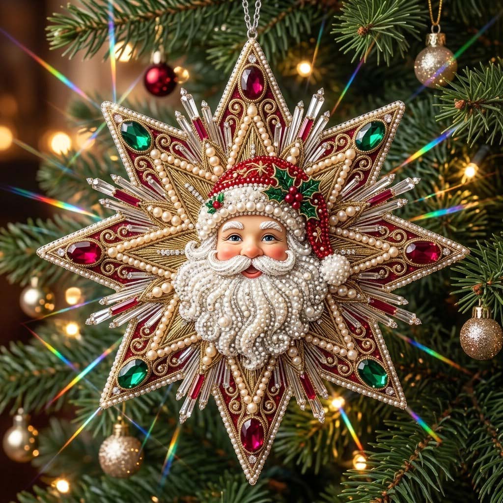Sparkling Santa Treasures Christmas Mica Ornament