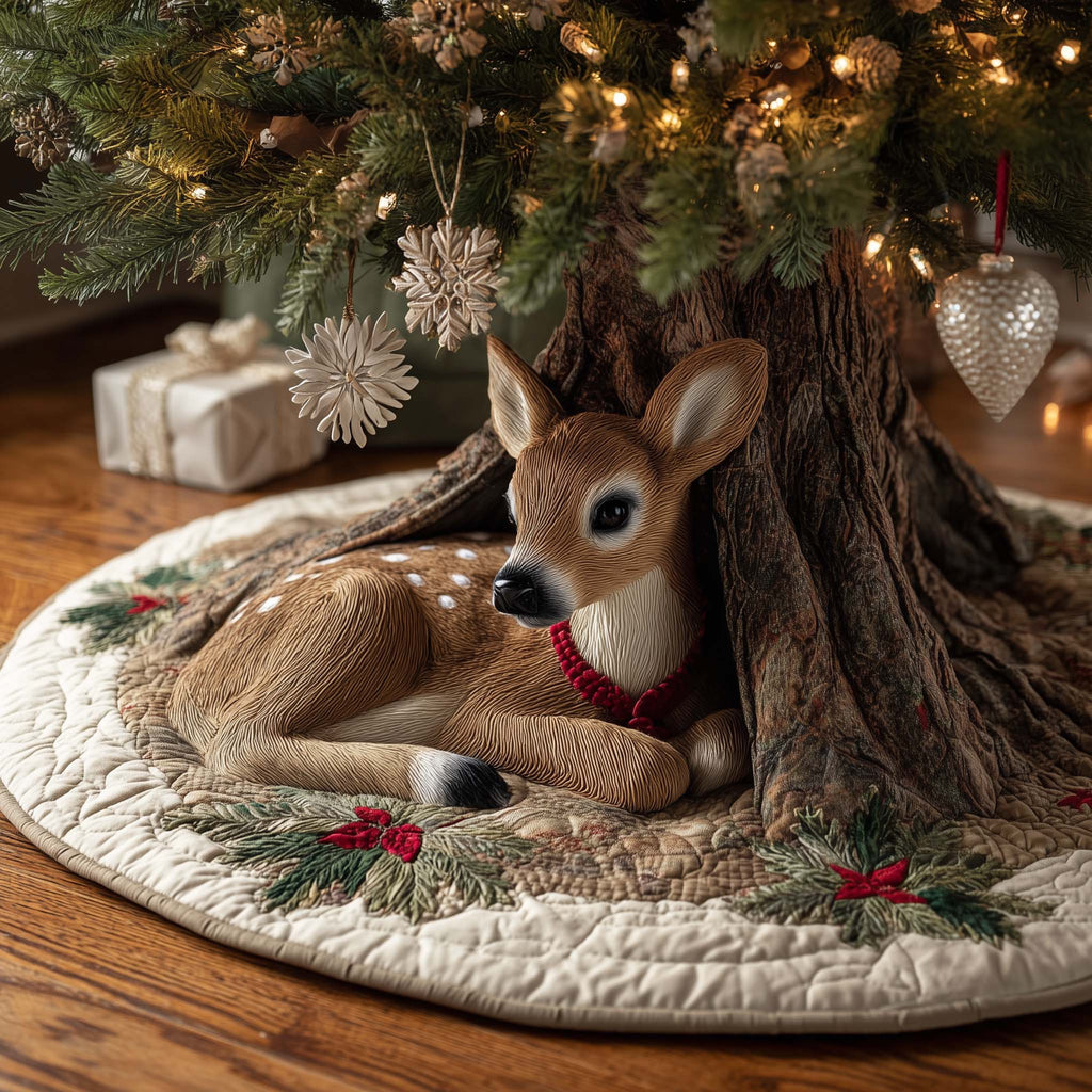 Reindeer Dream Tree Quilted Tree Skirt GFTOHD12002
