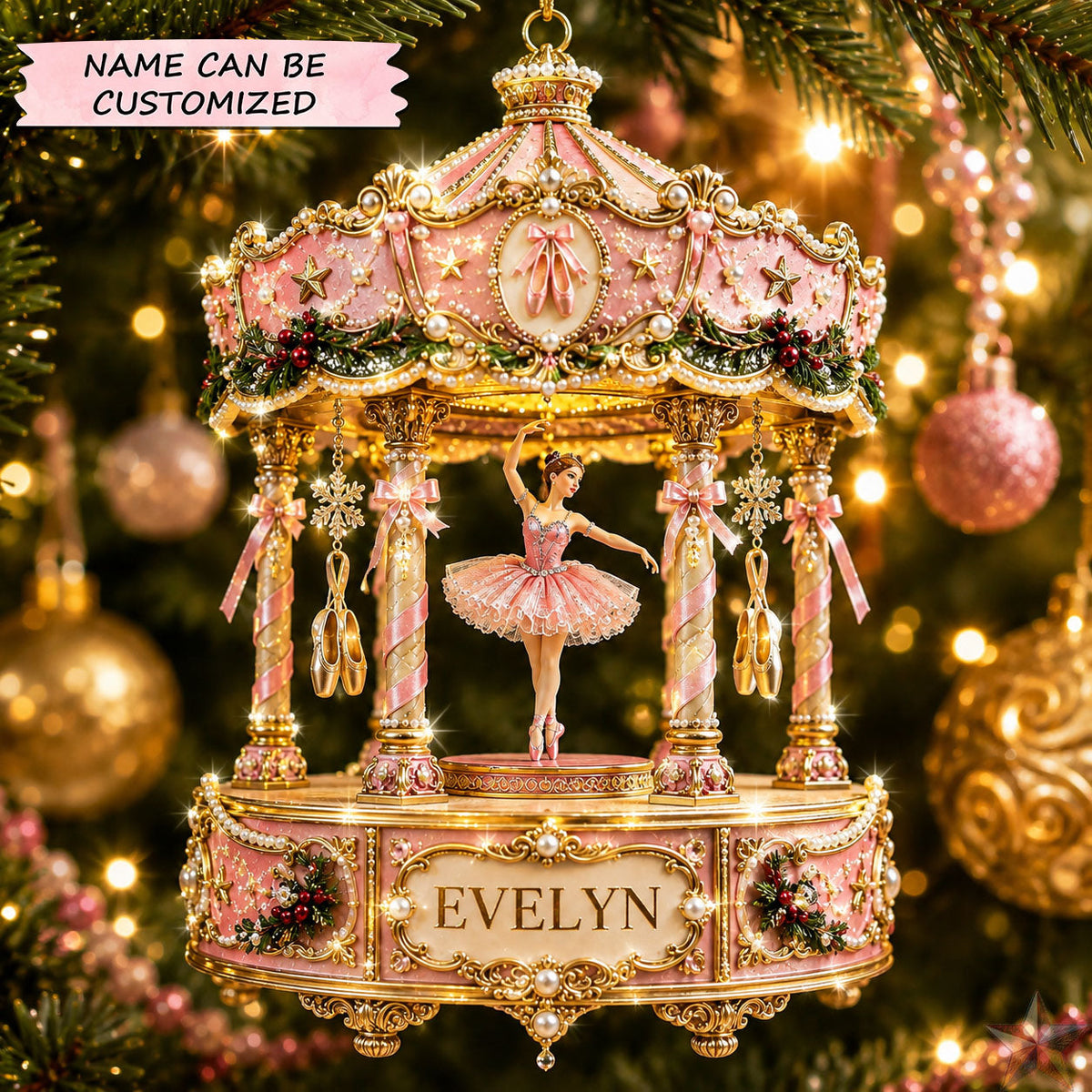 Personalized Ballet Christmas Mica Ornament