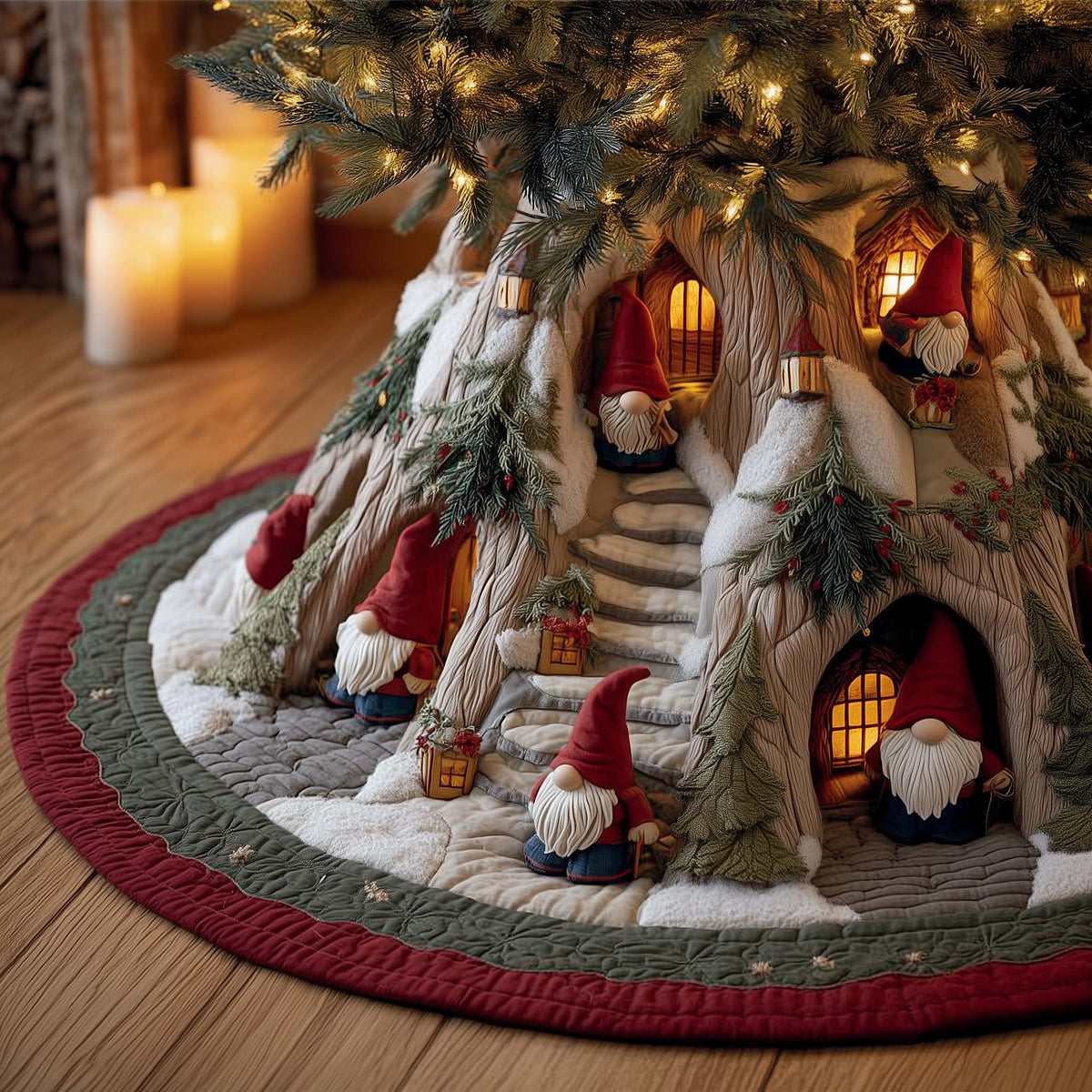 Snowy Gnome Quilted Tree Skirt GFTOMA7196