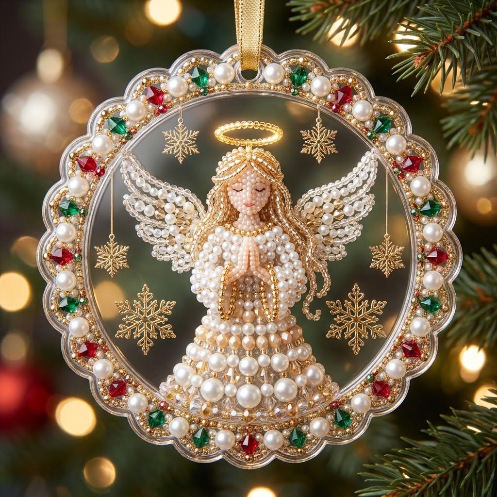 Sparkle Angel Christmas Mica Ornament