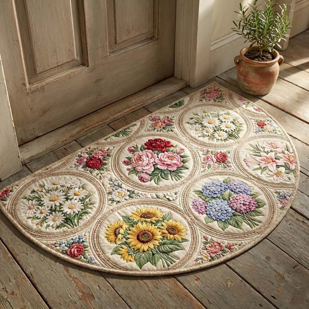 Spring Bloom Quilted Welcome Mat GFTOQA1701