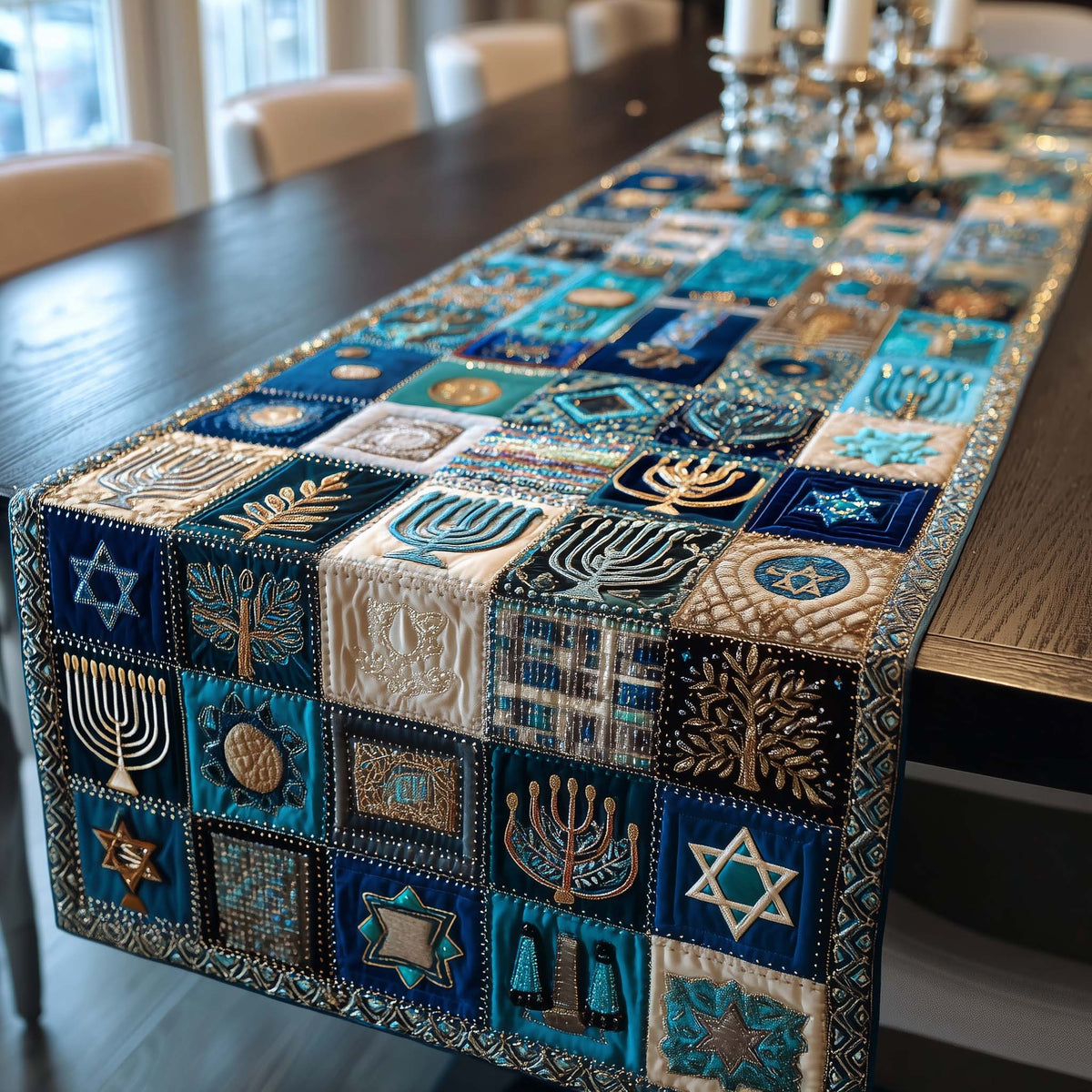 Hanukkah Patchwork Quilted Table Runner GFTOTG2912