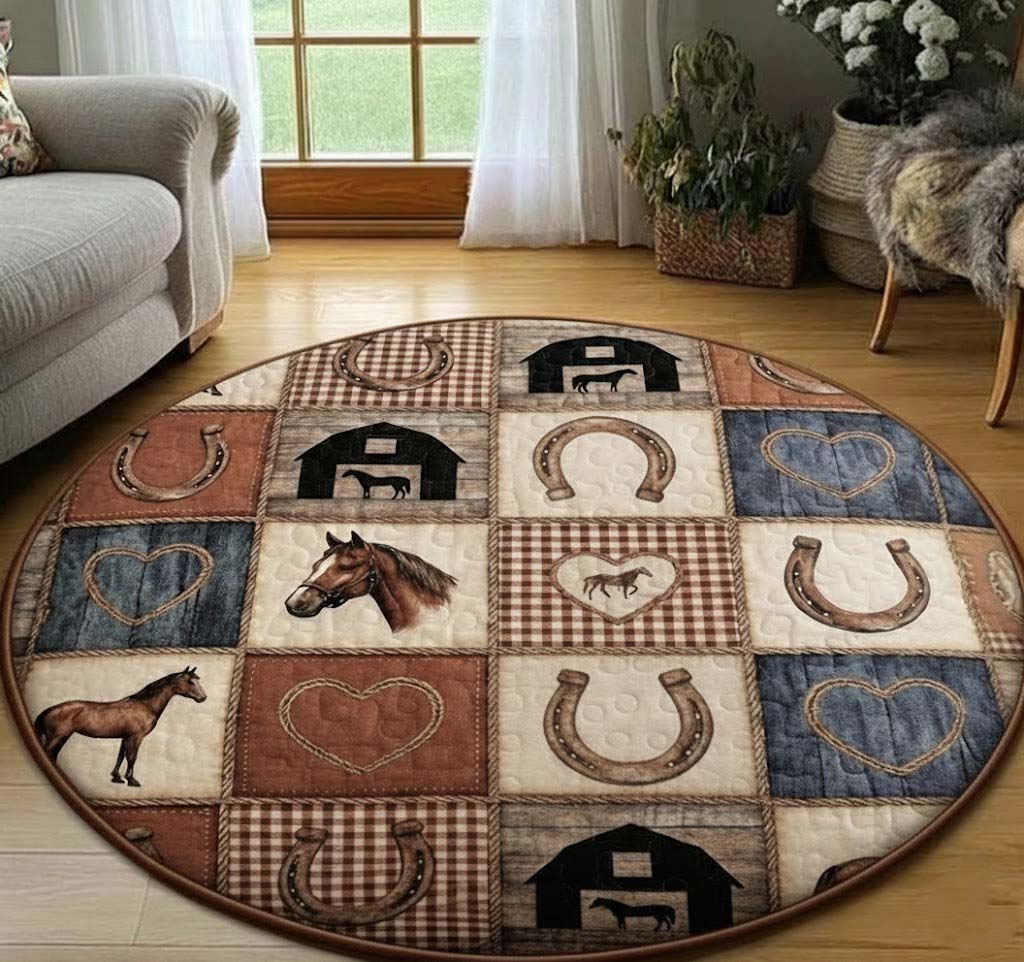 Patchy Horse Quilted Round Mat GFTOTG3187