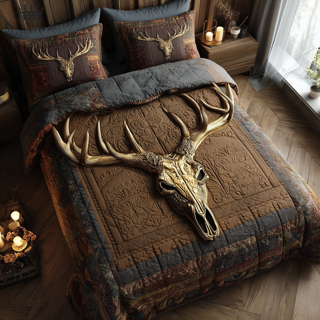 Rustic Antler 3-Piece Quilted Bedding Set GFTOTP15636