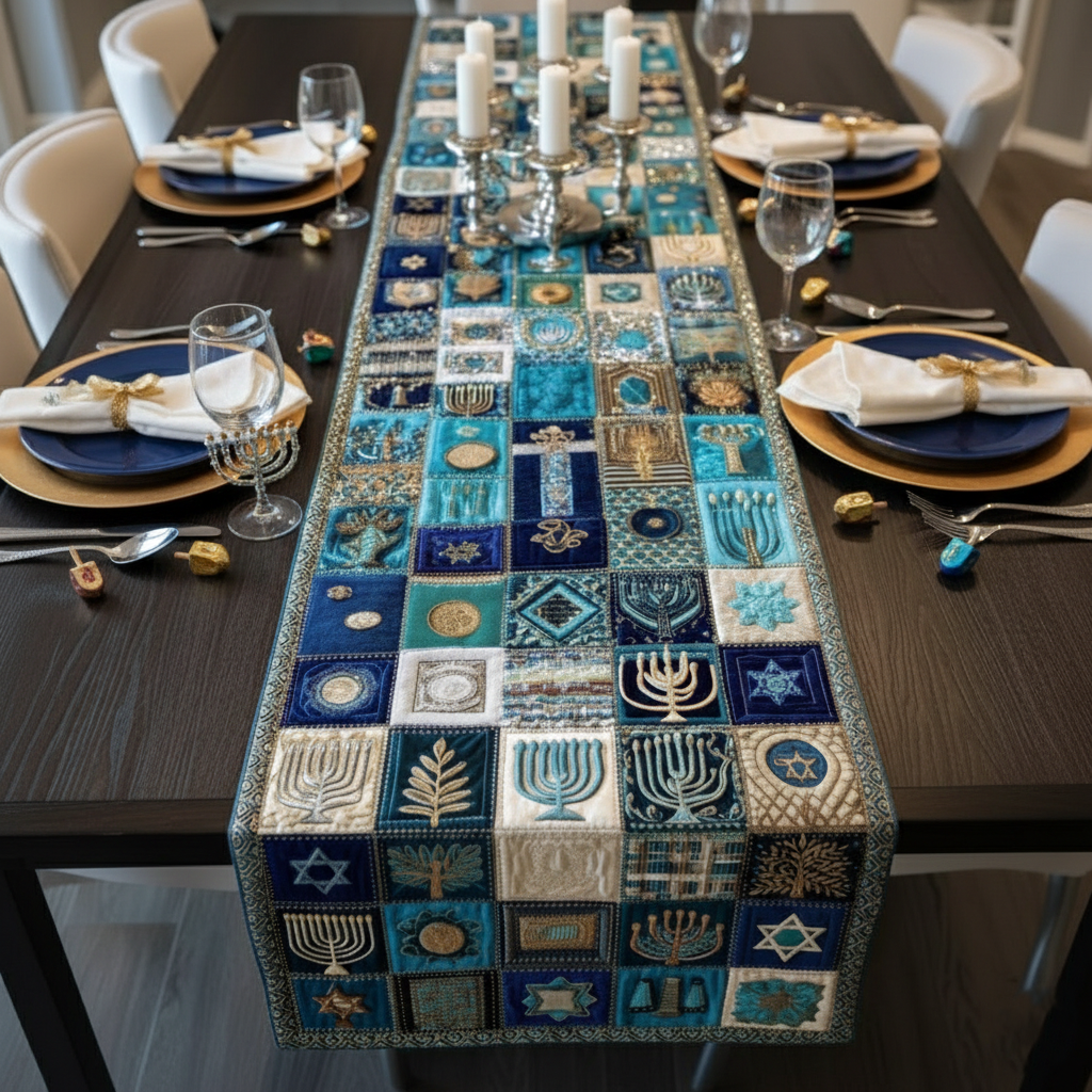 Hanukkah Patchwork Quilted Table Runner GFTOTG2912