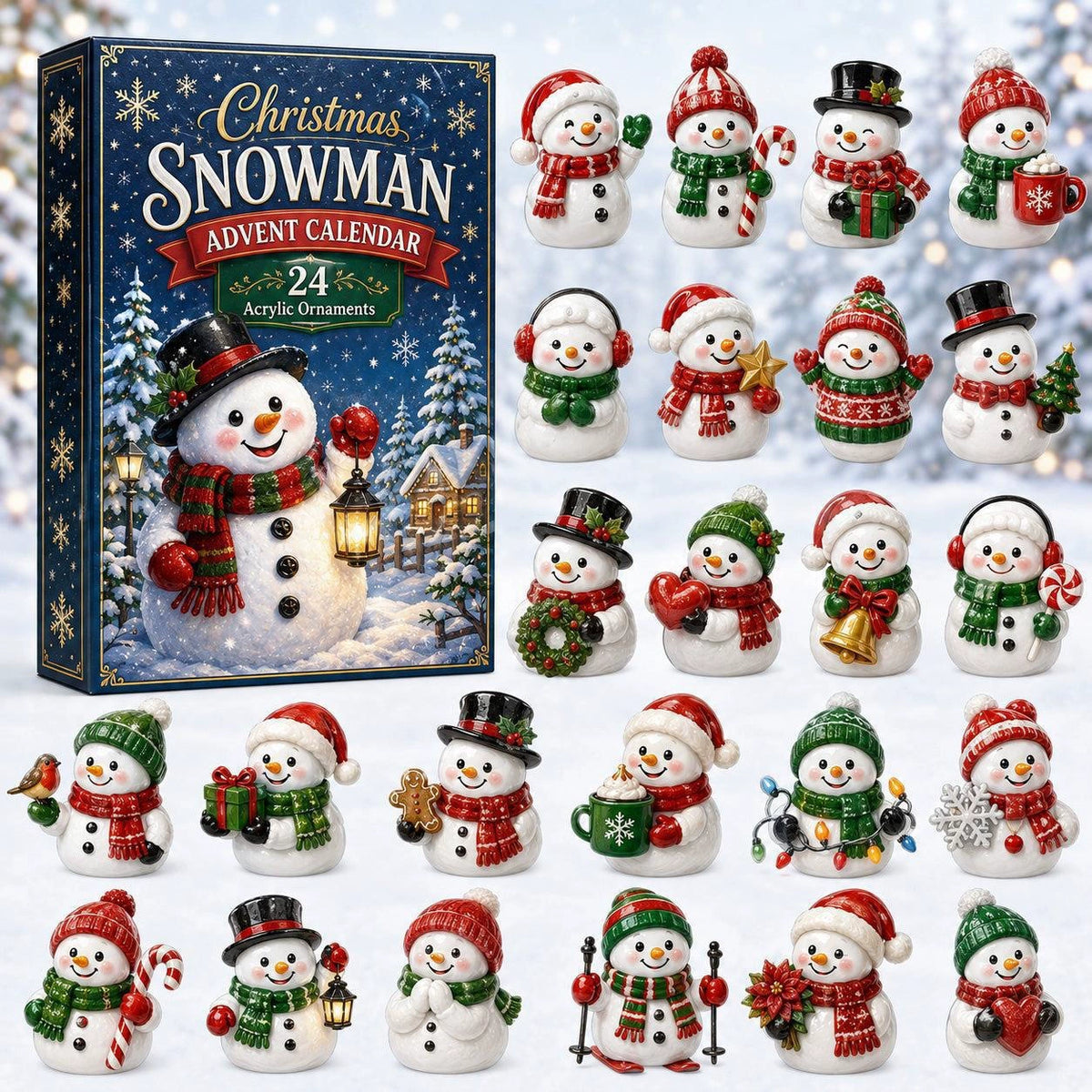 CHRISTMAS KICKOFF 50% OFF - Christmas Advent Calendar 2026 - 24-Day Festive Countdown, Acrylic Charms Blind Box -Gifts for snowman lovers AC0NT225