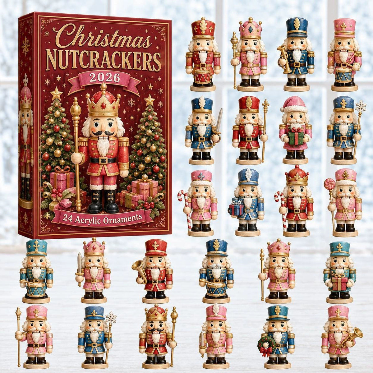 CHRISTMAS KICKOFF 50% OFF - Christmas Advent Calendar 2026 - 24-Day Festive Countdown, Acrylic Charms Blind Box - Gifts for Nutcracker Enthusiasts AC0NT223