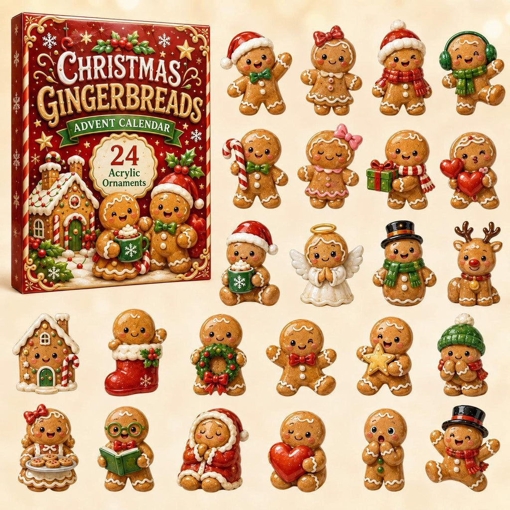 CHRISTMAS KICKOFF 50% OFF - Christmas Gingerbread Advent Calendar 2026 - 24-Day Festive Countdown, Acrylic Charms Blind Box - Gift For Gingerbread Lovers AC0NT221