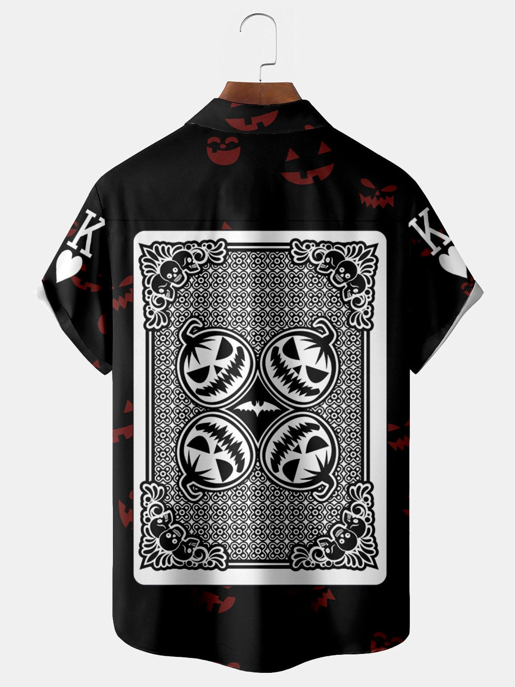 Halloween Pumpkin King Card Men's Hawaiian Oversized Shirt with Pockets