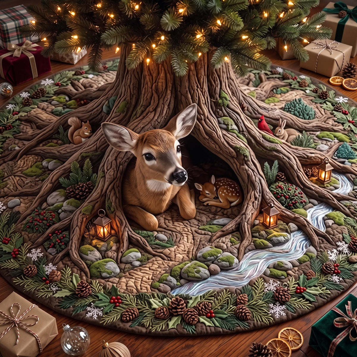 Deer Haven Quilted Tree Skirt GFTOMA13726